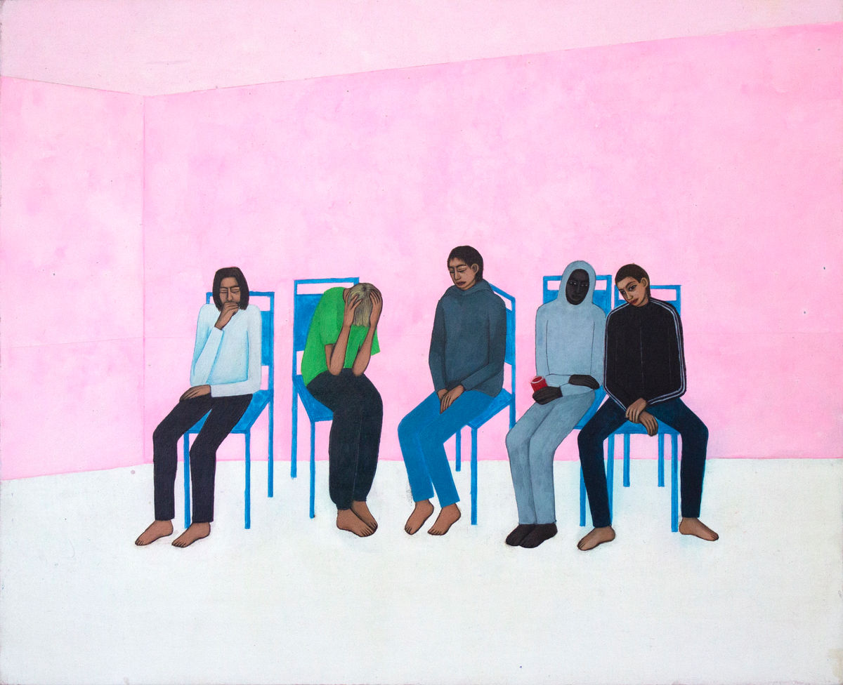 Party up, 2024, Tempera on wood covered with canvas, 28 x 34,5 x 2 cm