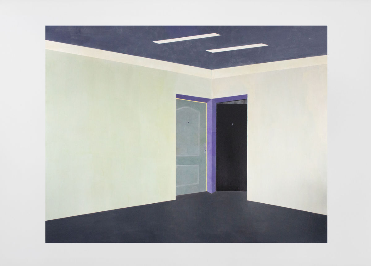 Final room, 2025, Tempera and lacquer on wood covered with canvas, 220 x 170 cm