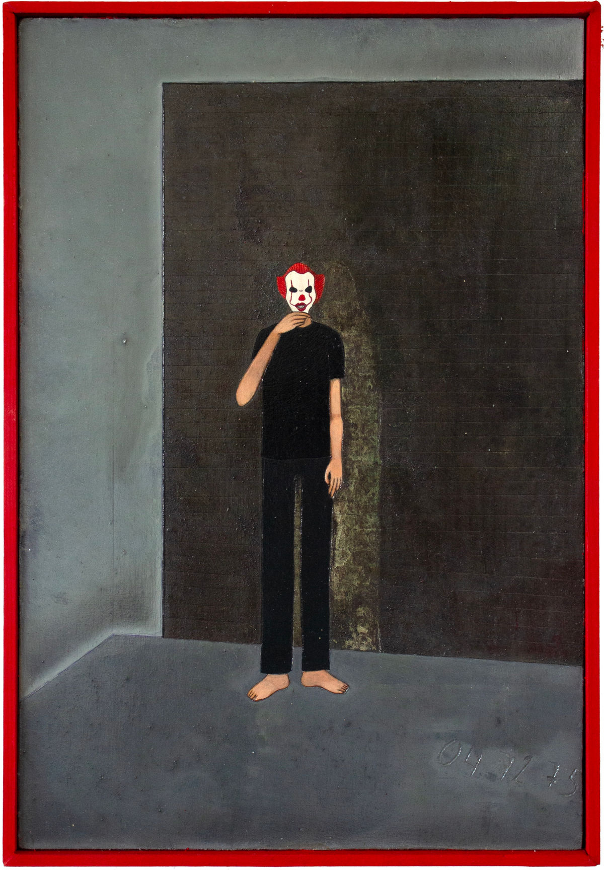 0472759580, 2025, Tempera on wood, 19 x 28 x 2 cm