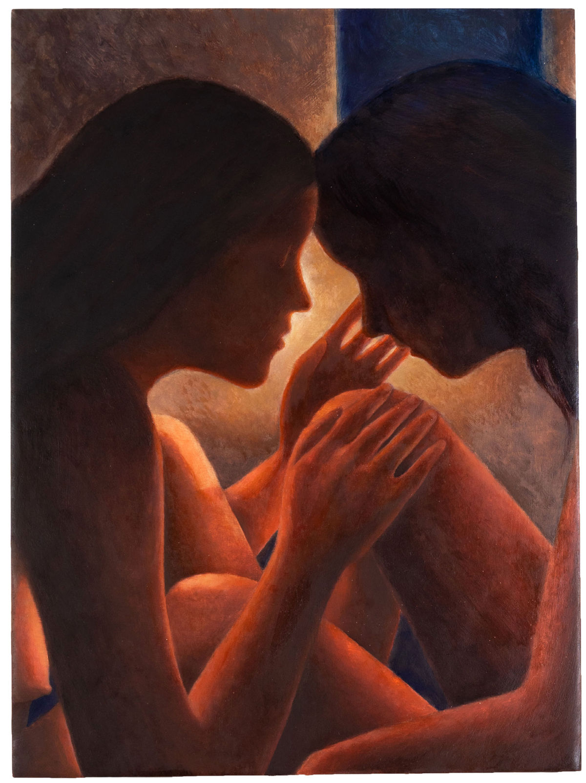 J’ai quelque fois des vivants qui me donnent des insomnies, Anne Bourrassé, mars 2023, galerie Maestrìa, poème d’exposition Un doux secret traverse les tableaux Depuis le journal ouvert s’est répandue La nouvelle répétée à bas mots Ainsi s’impose aux circonstances La tendresse de l’écriture Allongeant la main qui vient à sa rencontre Marguerite retient son secret Dans le creux du poignet Par des doigts qui caressent sans surprendre Elle fait circuler la rumeur à désirer Dans le souhait de préserver les âmes Le secret jusqu’ici est gardé avec pudeur Il sursaute sous la poitrine Entre chaque battement de cœur Figé dans la toile seul tourne le soleil Rampant sur Paris de ses rayons obliques Dans le pli de porte se lit le ciel Avant que le jour dans sa dernière ombre Ne cède aux insomnies Sans sommeil la nuit retient son souffle Qui sait les conséquences du secret Peint à l’huile dans l’intimité Il peut s’étouffer dans le bois épais Déjà le pinceau masque le repentir Niché dans les contours du cauchemar Où les fantômes témoignent sans sourire D’une lourde peine sans larmes Reprenant sa respiration Marguerite répand son secret à la surface et sur les tranches Ni honte ni regrets pour cet aveu : Une déclaration d’amour à la peinture Anne Bourrassé