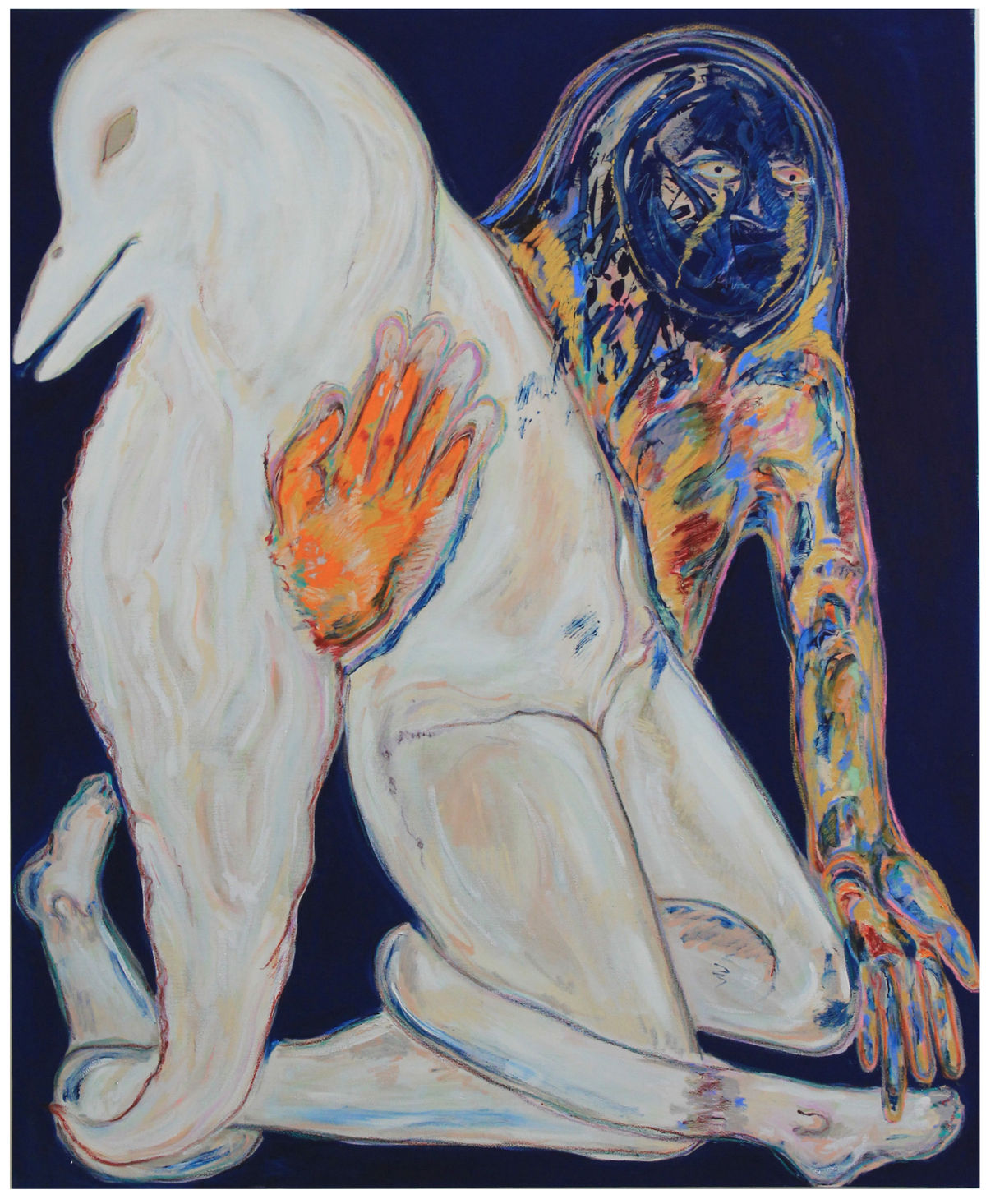 A pièta for the seagull Dinted like a thimble series 2024 Mixed media on linen canvas 170 x 140 cm